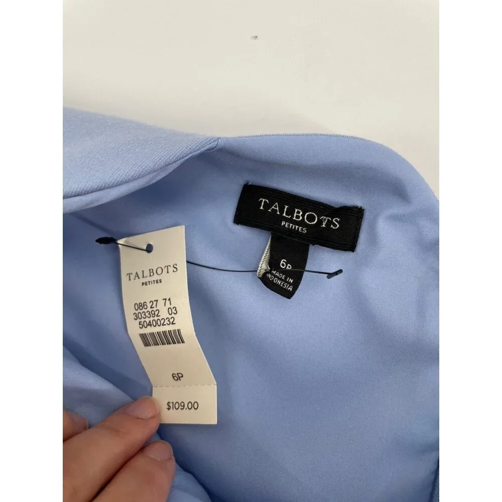 NWT Talbots Womens 6P Sleeveless Scalloped Neck Sheath Dress Blue Feminine - Picture 4 of 8